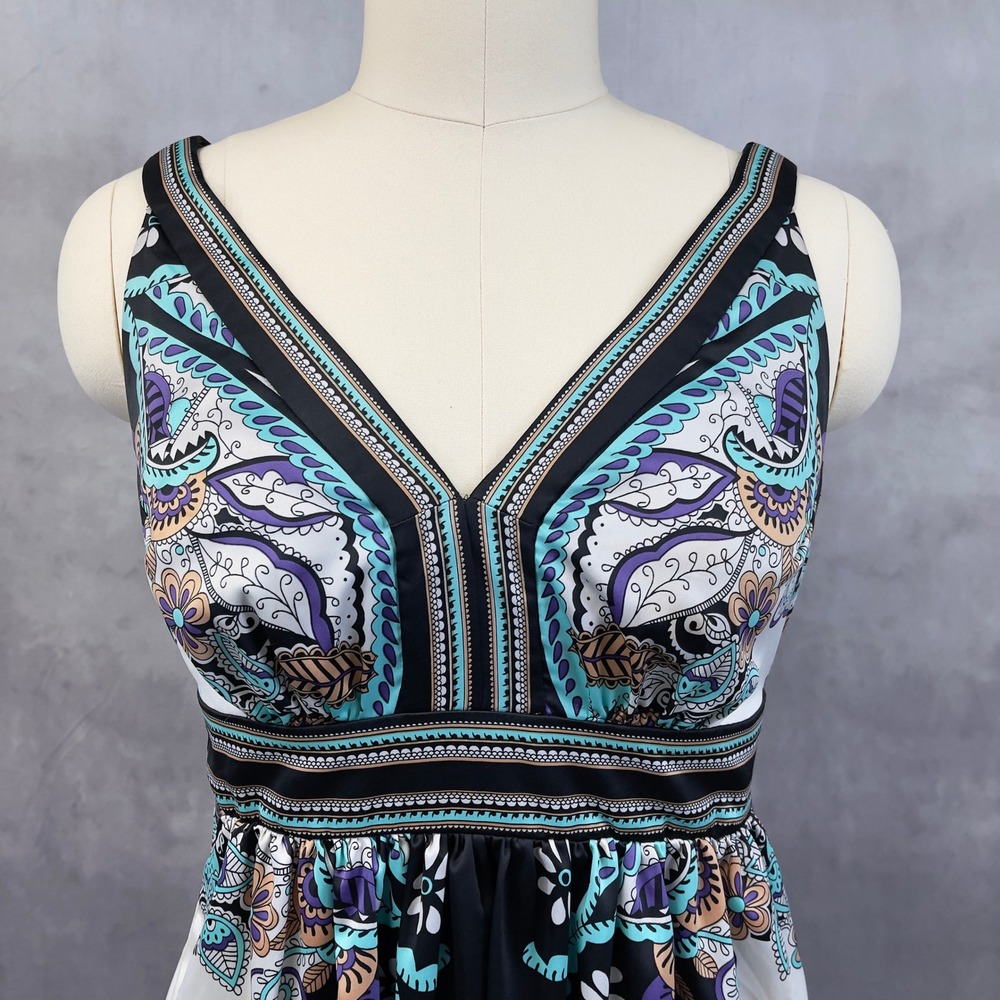 ICE Paisley Print Dress Women 12 Stretch Flowy Boho Indie Maximalist Y2K - Picture 3 of 14